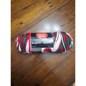 Red Heart Super Saver Yarn Mistletoe Red Green White Christmas 5oz E300 0979